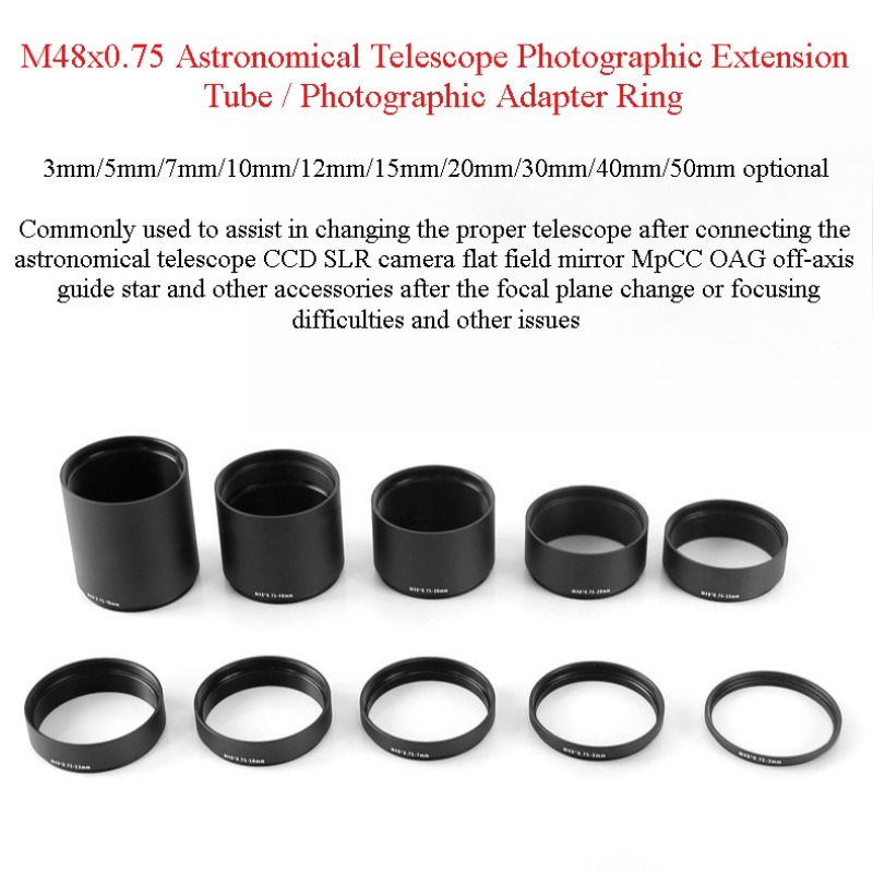 Photography Youtube - M48X0.75 T2 Extension Tube Ring 3/5/7/10/12/15/20/30/40/50mm