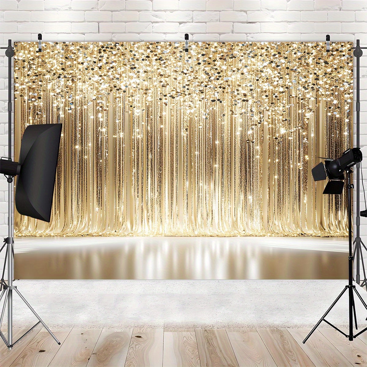 Photography Youtube - 1 curtain with sparkling gold background