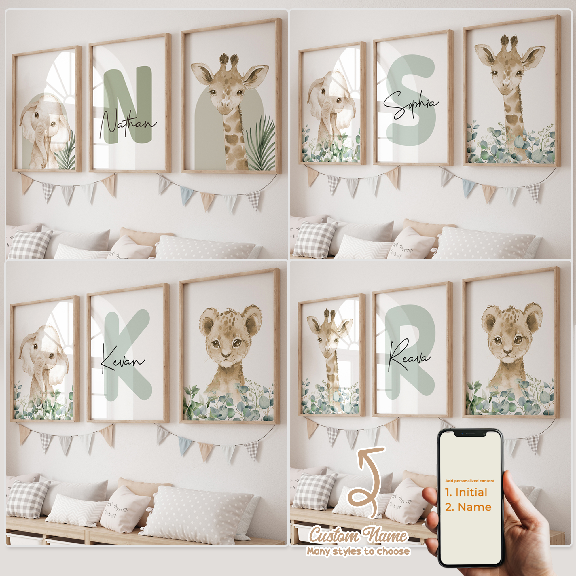 Photography Interior - 3pcs Personalized Custom Name Cartoon Forest