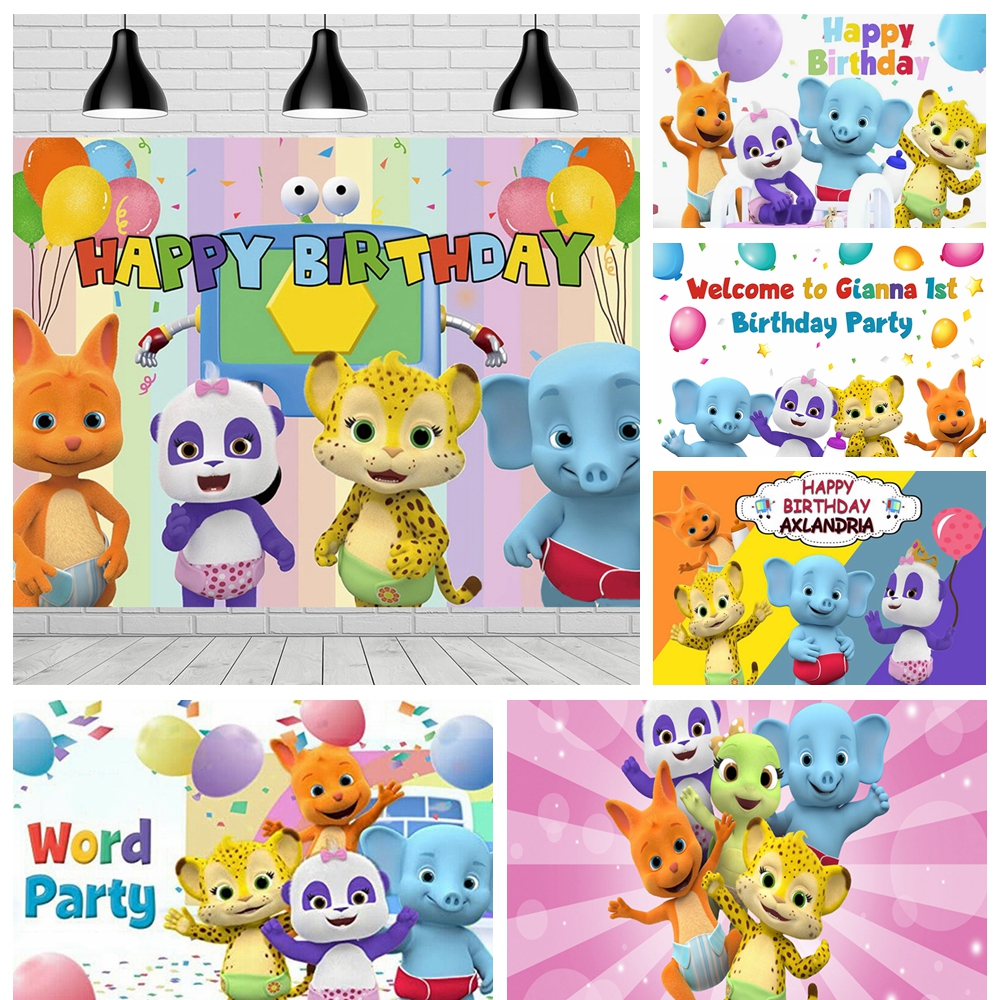 Photography Word - Cartoon Word Party Theme Backdrop Kids