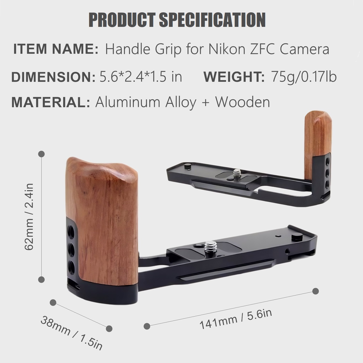 Handgrip, Wooden L-Shape Grip  – обзор и цена Camera Cold Shoe
