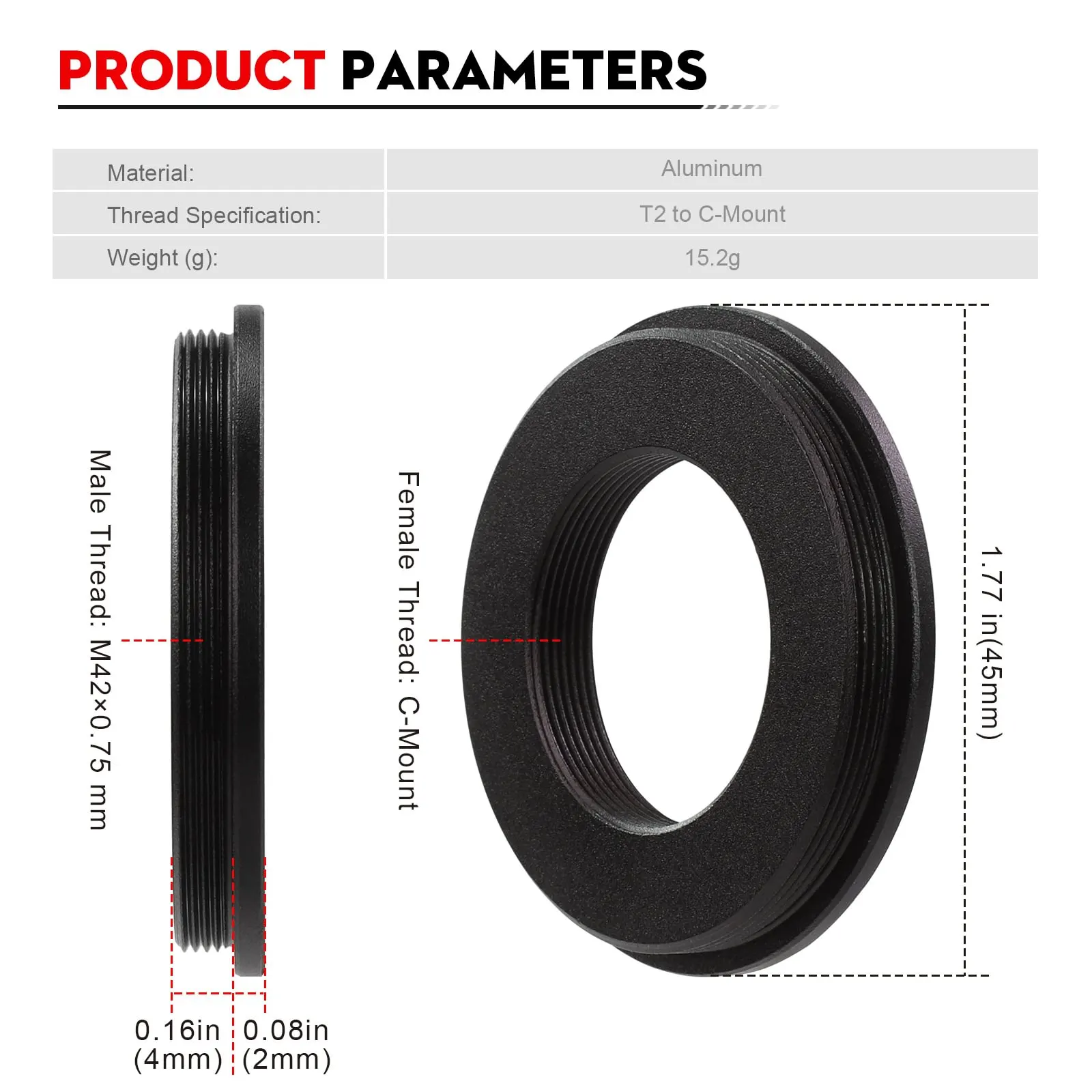 Datyson M42x0.75 Male to C/CS  – обзор и цена Lens Adapter Ring